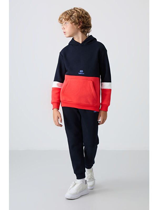 Tommylife Lacivert Pamuklu Kalın İçi Tüylü Yumuşak Dokulu Standart Fit Nakışlı Erkek Çocuk Eşofman Takım - 11