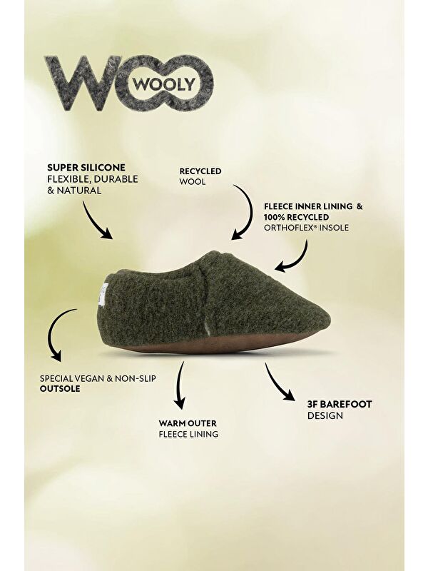Hopfrög Gri Hopfrög Recycled Woo Wooly Yünlü Barefoot Patik (Hediye Seti)