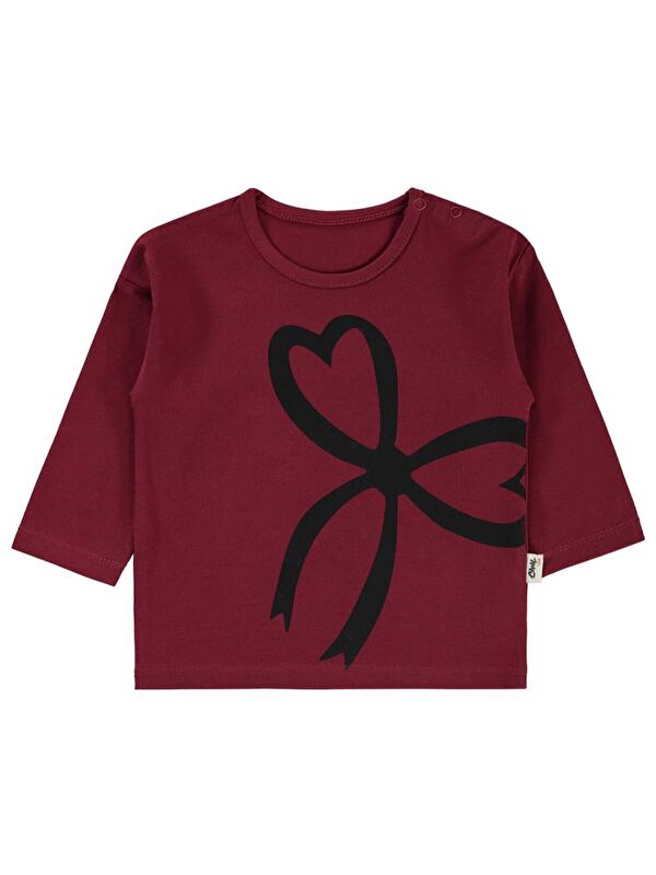 Civil Baby Fiyonk Baskılı 6-18 Ay Sweatshirt - Bordo 12-18 Ay
