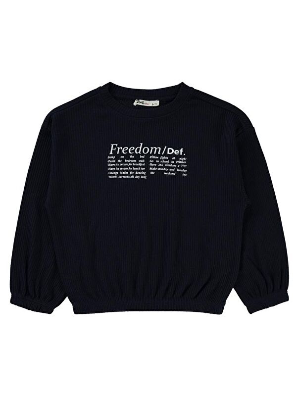 Civil Girls Freedom Blou Baskılı 6-9 Yaş Sweatshirt - Lacivert 6-7 Yaş