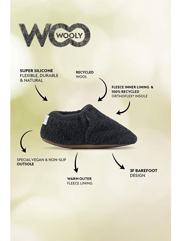 Hopfrög Gri Hopfrög Recycled Woo Wooly Yünlü Barefoot Patik (Hediye Seti)
