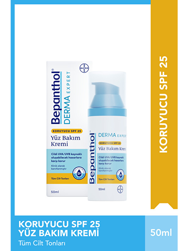 Bepanthol Derma Nemlendirici & Besleyici SPF25 Güneş Koruyuculu Günlük Yüz Bakım Kremi - Kuru Hassas Ciltler