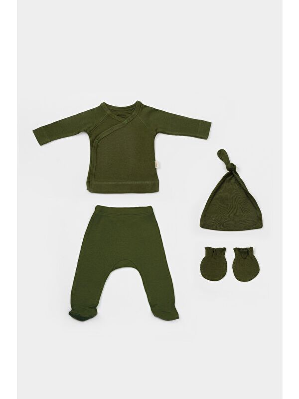 BabyCosy Organic  Modal 4'lü Yenidoğan Set (Uzun Kollu Üst,Pantolon,Şapka,Eldiven)