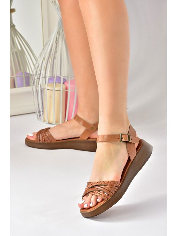 Taba Hakiki Deri Günlük Kadın Sandalet M291030503 - Görsel 3