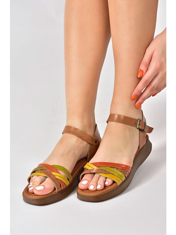 Multi Hakiki Deri Günlük Kadın Sandalet M291030503 - Görsel 4