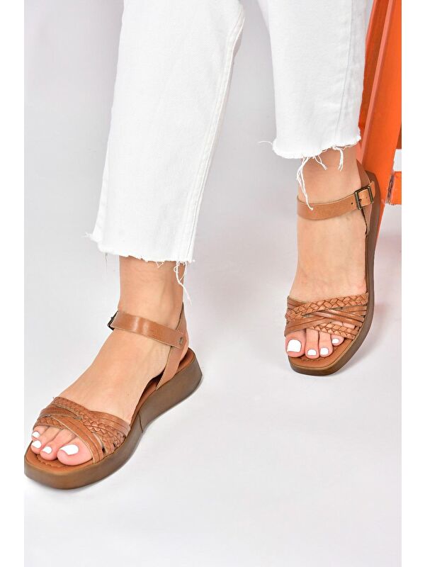 Taba Hakiki Deri Günlük Kadın Sandalet M291030503 - Görsel 4