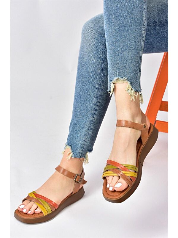Multi Hakiki Deri Günlük Kadın Sandalet M291030503 - Görsel 3
