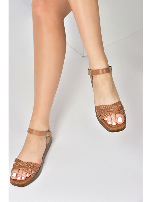 Taba Hakiki Deri Günlük Kadın Sandalet M291030503 - Görsel 5