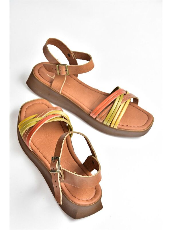 Multi Hakiki Deri Günlük Kadın Sandalet M291030503 - Görsel 6