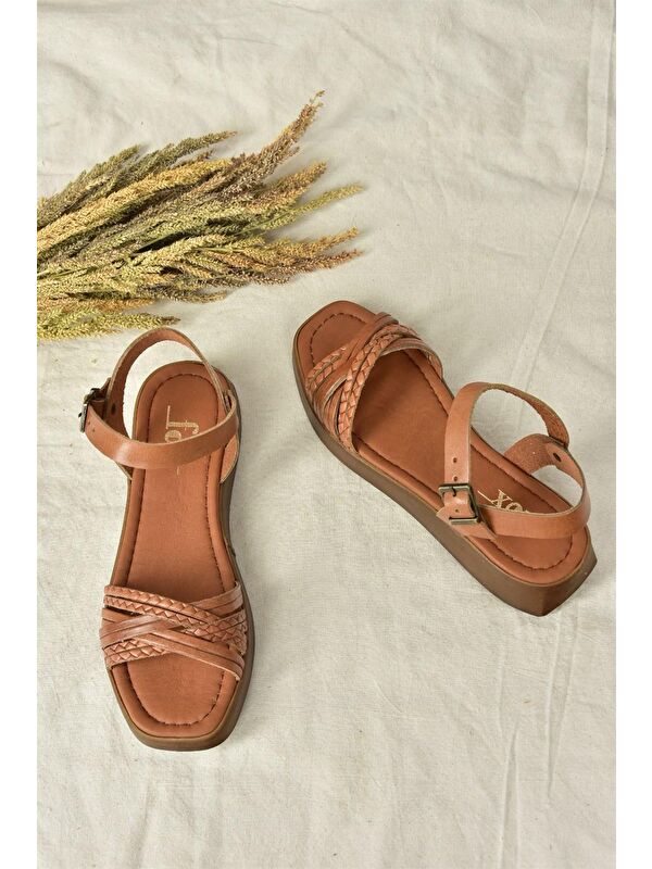 Taba Hakiki Deri Günlük Kadın Sandalet M291030503 - Görsel 2