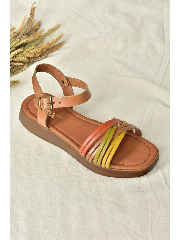 Multi Hakiki Deri Günlük Kadın Sandalet M291030503 - Görsel 2