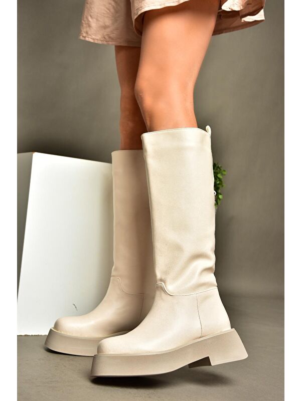 R6100670 Bej Kadın Çizme - Görsel 3