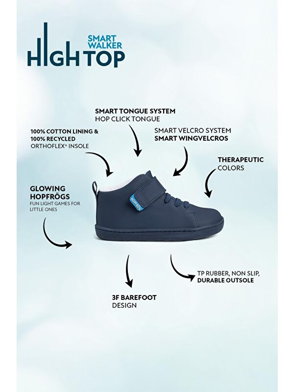 Smart Walker High Top Süper Mat Lacivert Barefoot Çocuk Bot - Görsel 3