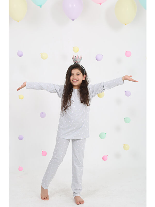 Luggi Baby Bisiklet Yaka Baskılı Uzun Kollu Kız Çocuk Pijama Takımı