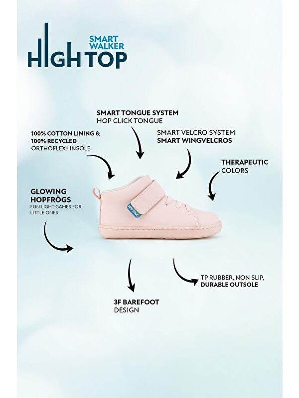 Smart Walker High Top Pembe Işık Barefoot Çocuk Bot - Görsel 3