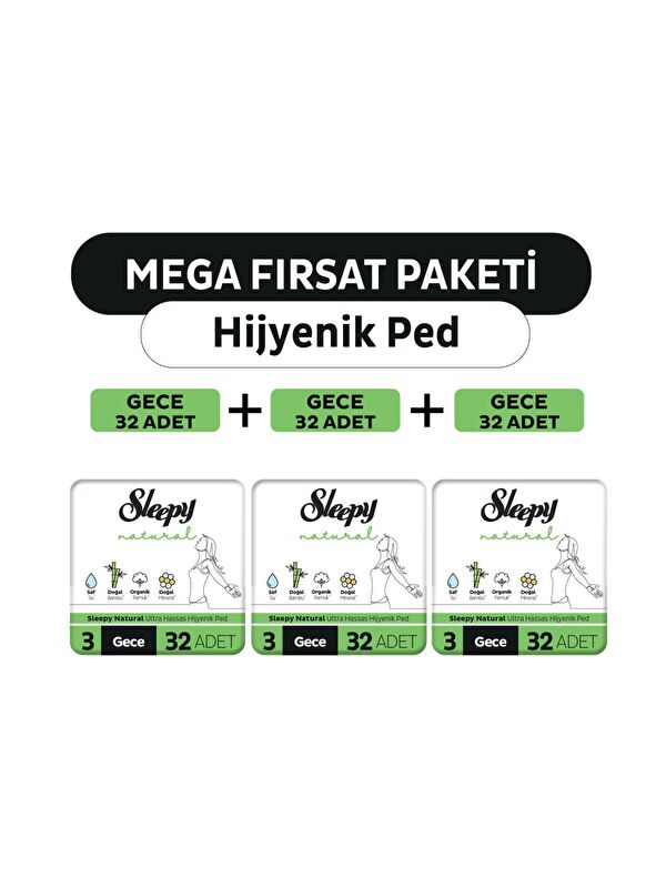 Sleepy Natural Ultra Hassas Hijyenik Ped Mega Fırsat Paketi Gece 96 Adet