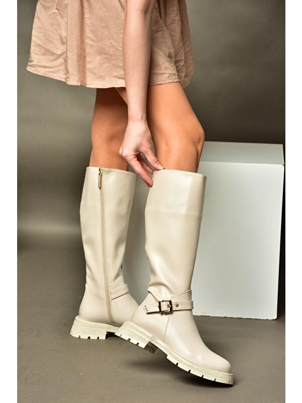 R5180968 Bej Kadın Çizme - Görsel 3