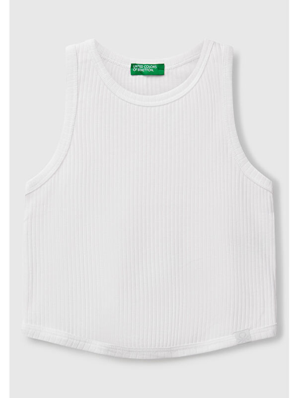 United Colors Of Benetton Kız Çocuk Beyaz Fitilli Crop Atlet