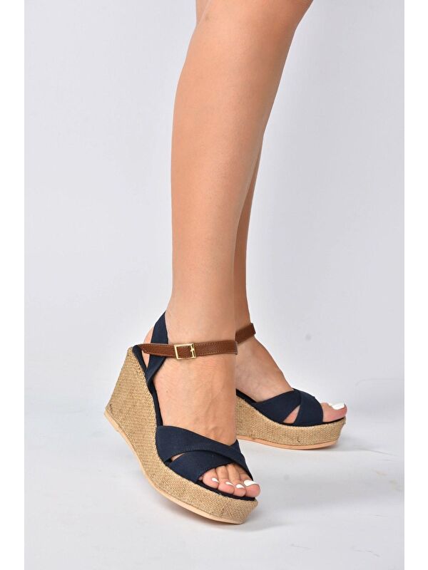 K674195005 Lacivert Dolgu Taban Kadın Ayakkabı - Görsel 2