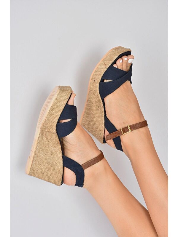 K674195005 Lacivert Dolgu Taban Kadın Ayakkabı - Görsel 4