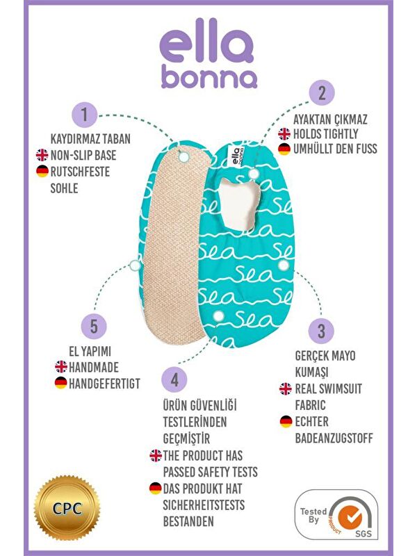 Bebek Çocuk Deniz Ayakkabısı, Kaydırmaz Taban, Unisex Havuz Patiği - Görsel 4