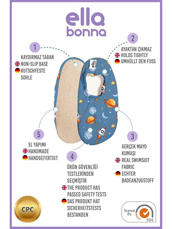 Bebek Çocuk Deniz Ayakkabısı, Kaydırmaz Taban, Unisex Havuz Patiği - Görsel 4