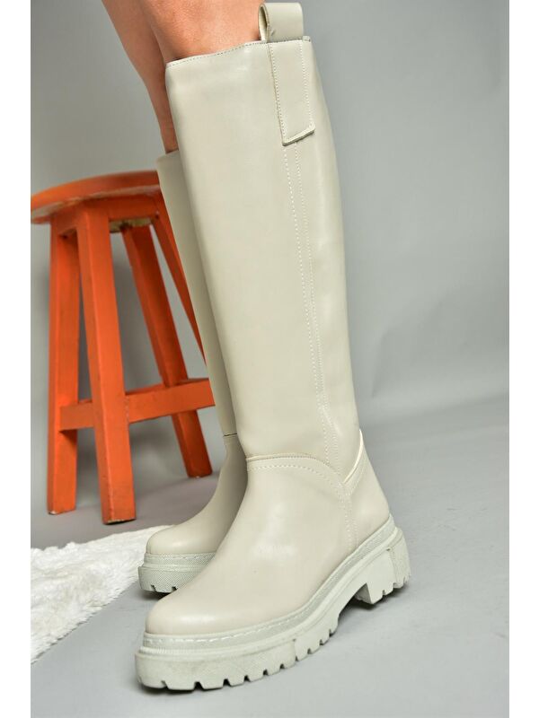 R9732011 Açık Gri Kadın Çizme - Görsel 4