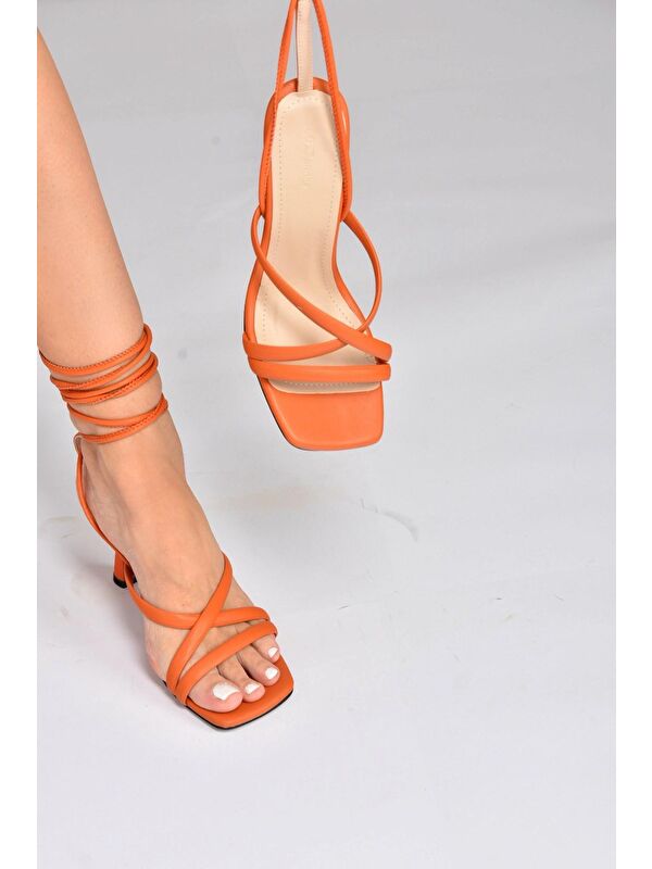 Turuncu Bilek Bağlamalı Kadın Topuklu Ayakkabı K404070209 - Görsel 2