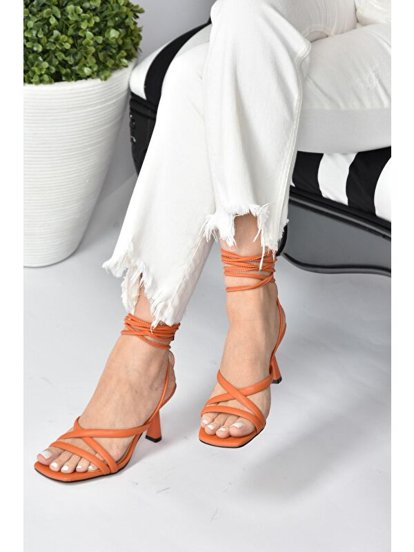 Turuncu Bilek Bağlamalı Kadın Topuklu Ayakkabı K404070209 - Görsel 4