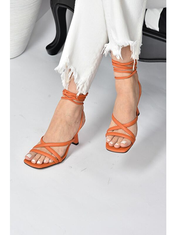 Turuncu Bilek Bağlamalı Kadın Topuklu Ayakkabı K404070209 - Görsel 5
