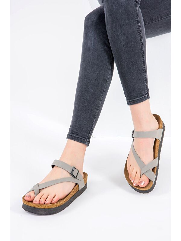B777753002 Gri Kadın Terlik - Görsel 3