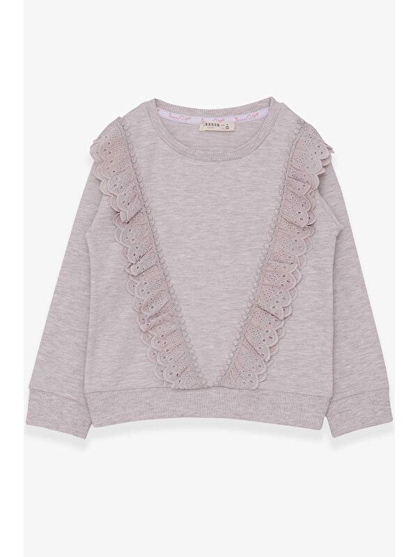 Breeze Kız Çocuk Sweatshirt Güpürlü Bej Melanj (4-9 Yaş)
