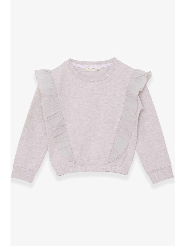 Breeze Kız Çocuk Sweatshirt Beli Lastikli Bej Melanj (4-8 Yaş)