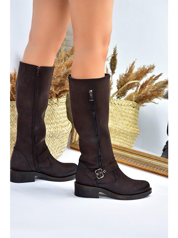 E674270509 Kahverengi Kadın Çizme - Görsel 3