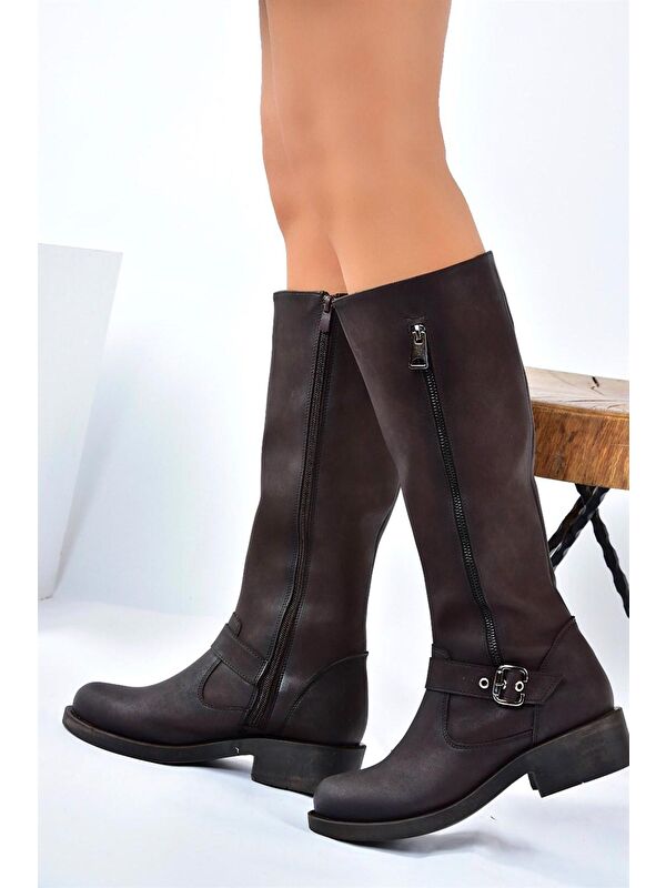 E674270509 Kahverengi Kadın Çizme - Görsel 4