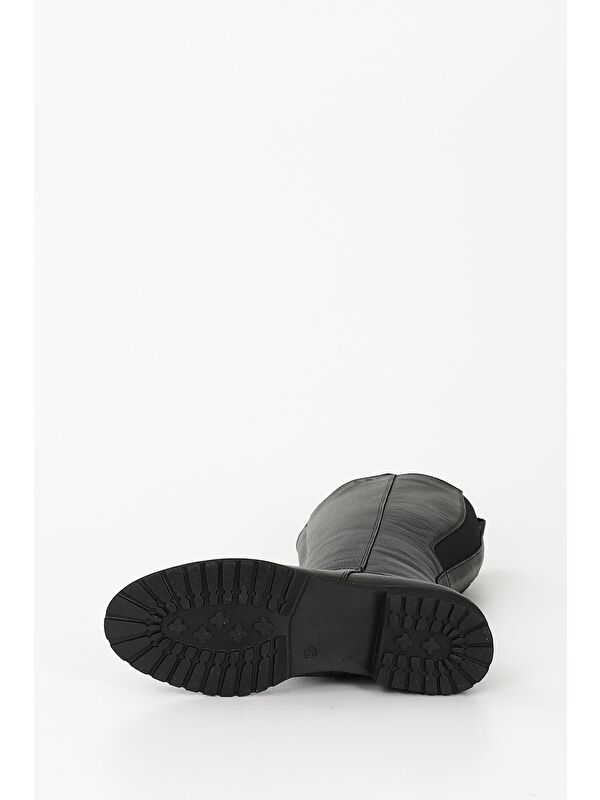 SİYAH Hakiki Deri Yuvarlak Burun Kauçuk Taban Topuklu Fermuarlı Kadın Günlük Çizme 44551 - Görsel 8