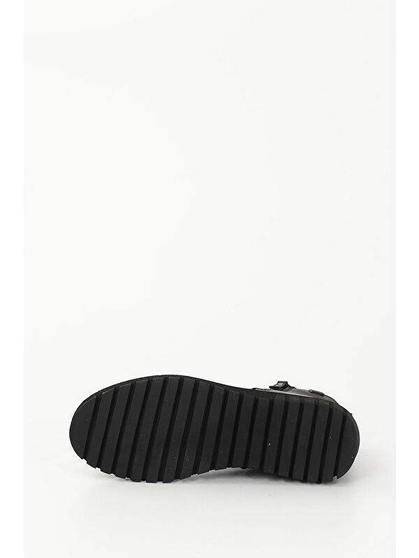 SİYAH Hakiki Deri Yuvarlak Burun Kauçuk Taban Fermuarlı Kadın Günlük Bot 52428 - Görsel 8