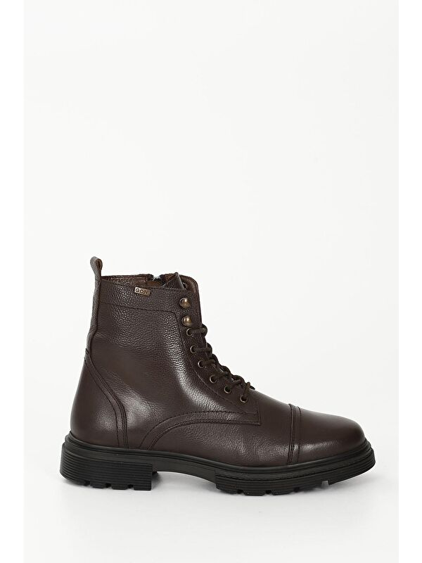 KAHVERENGİ Hakiki Deri Fermuarlı Bağcıklı Erkek Postal Bot 81501 - Görsel 5