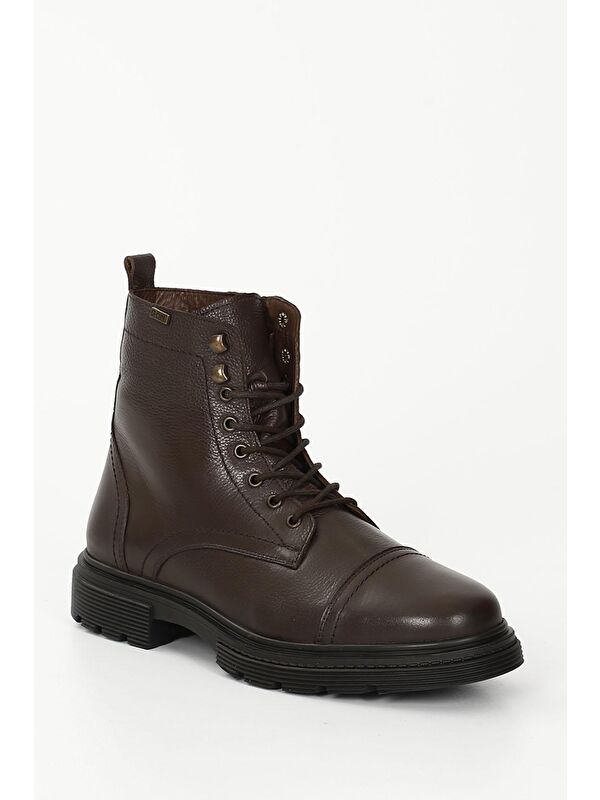 KAHVERENGİ Hakiki Deri Fermuarlı Bağcıklı Erkek Postal Bot 81501 - Görsel 6