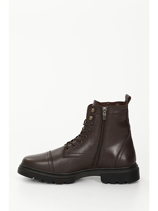 KAHVERENGİ Hakiki Deri Fermuarlı Bağcıklı Erkek Postal Bot 81501 - Görsel 7