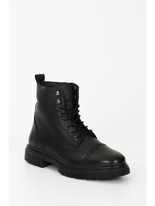 SİYAH Hakiki Deri Fermuarlı Bağcıklı Erkek Postal Bot 81501 - Görsel 6
