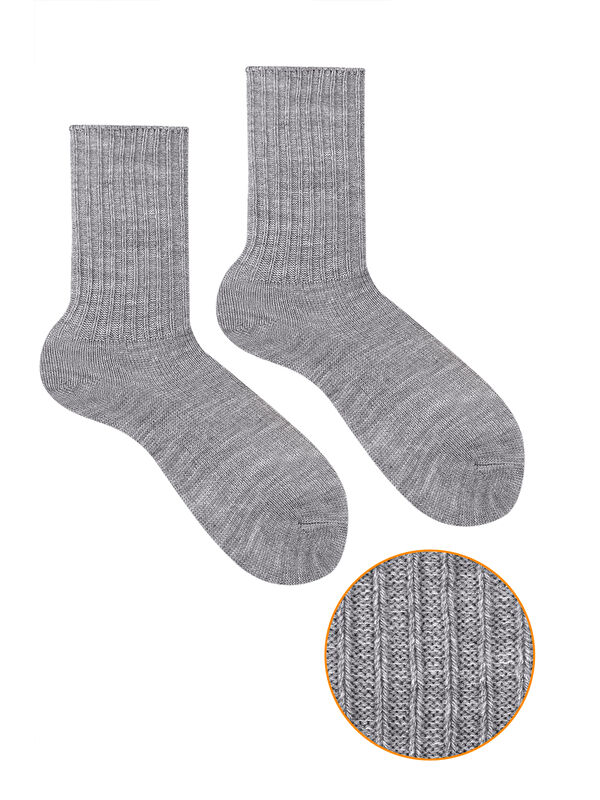 Ozzy Socks Kışlık Kadın Yünlü Gri Renk Uyku Çorabı Soft Touch