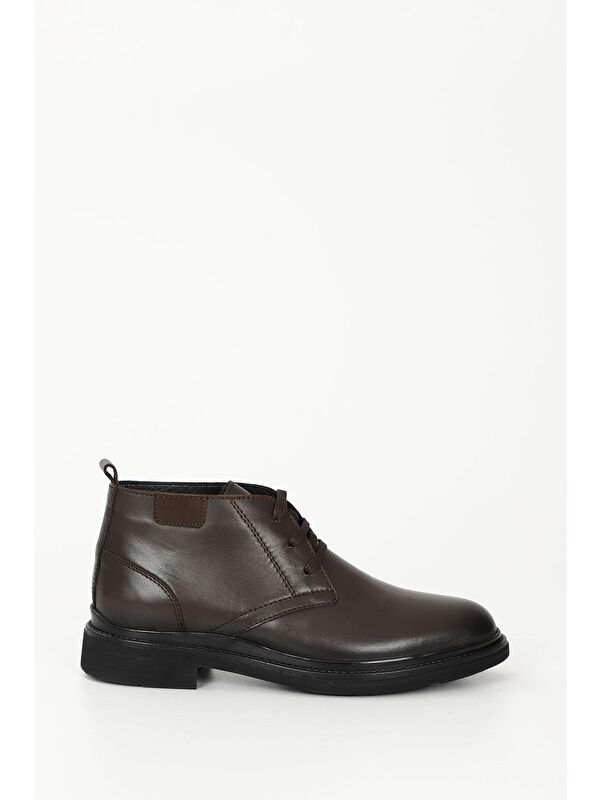 KAHVERENGİ Hakiki Deri Yuvarlak Burun Kauçuk Taban Bağcıklı Günlük Erkek Bot 42011 - Görsel 5