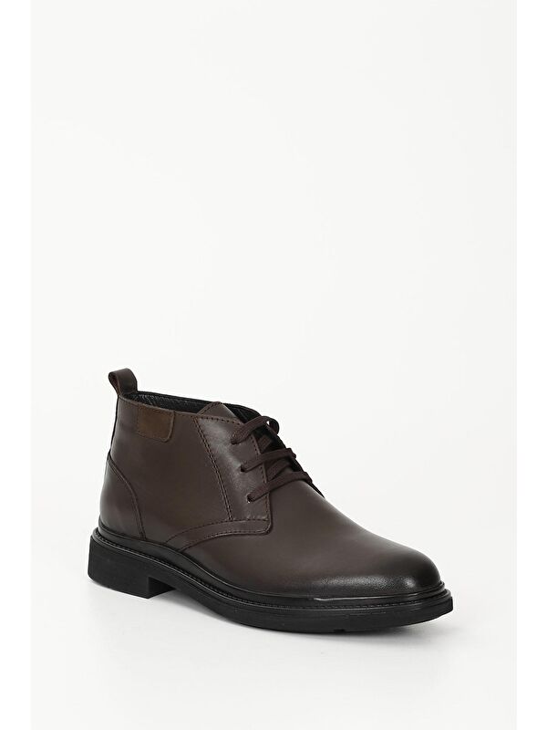 KAHVERENGİ Hakiki Deri Yuvarlak Burun Kauçuk Taban Bağcıklı Günlük Erkek Bot 42011 - Görsel 6