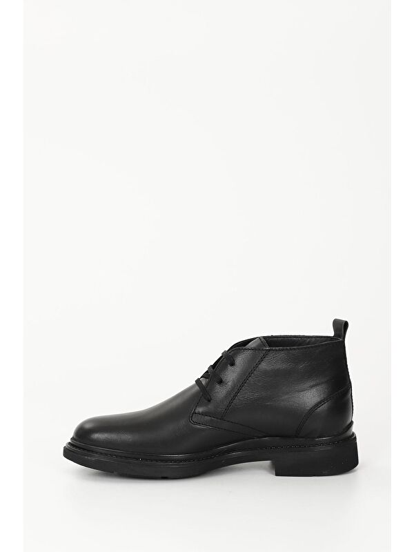 SİYAH Hakiki Deri Yuvarlak Burun Kauçuk Taban Bağcıklı Günlük Erkek Bot 42011 - Görsel 7