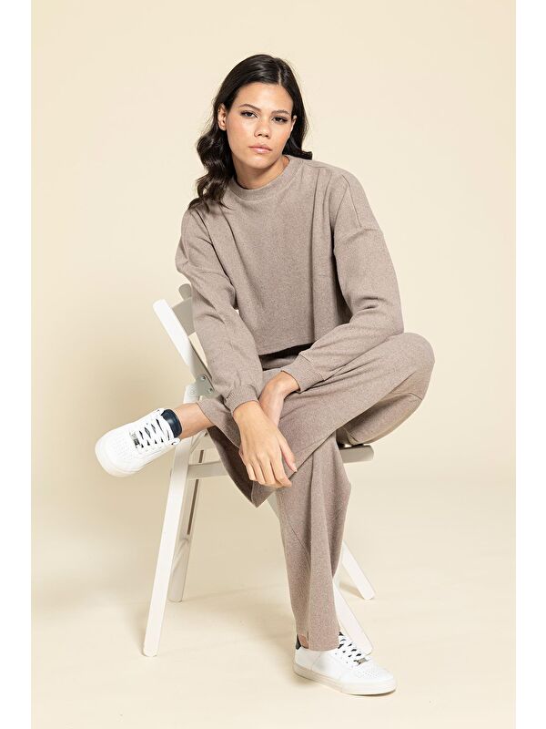 For You Moda Crop Cepli Kahve Pantolon Takım