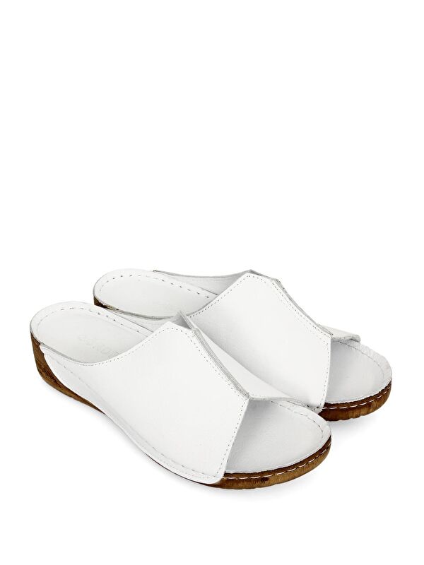 Hakiki Dolgu Tabanlı Deri Kadın Terlik 42313 - Görsel 3