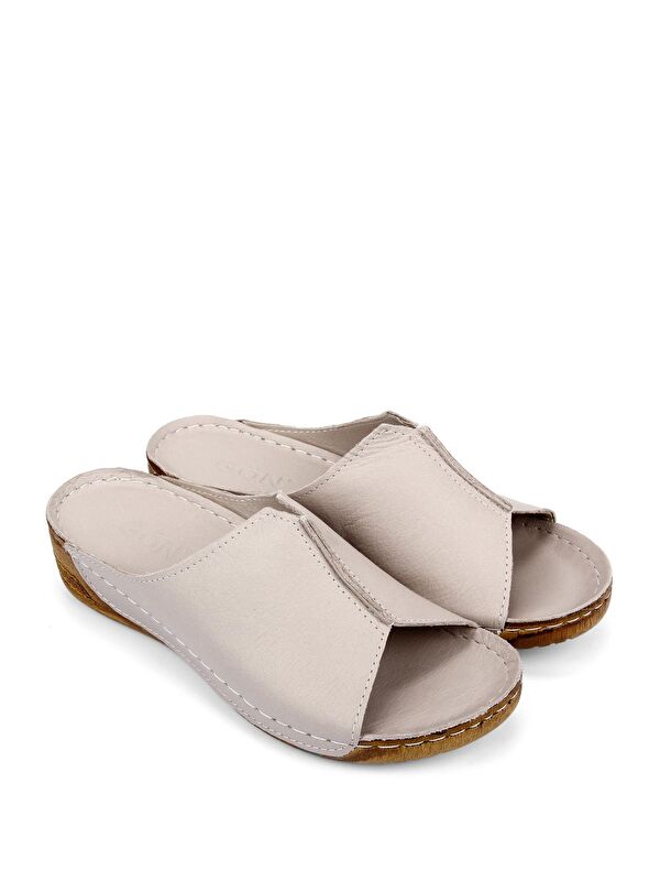 Hakiki Dolgu Tabanlı Deri Kadın Terlik 42313 - Görsel 3