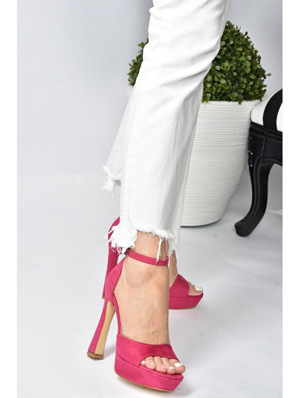 Fuşya Süet Kadın Topuklu Ayakkabı K404580102 - Görsel 4