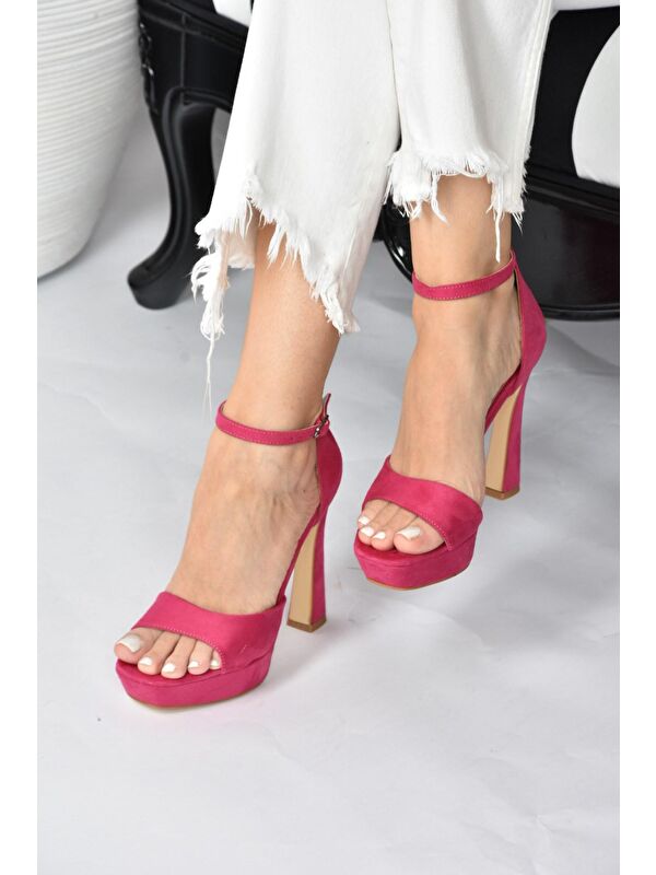 Fuşya Süet Kadın Topuklu Ayakkabı K404580102 - Görsel 5